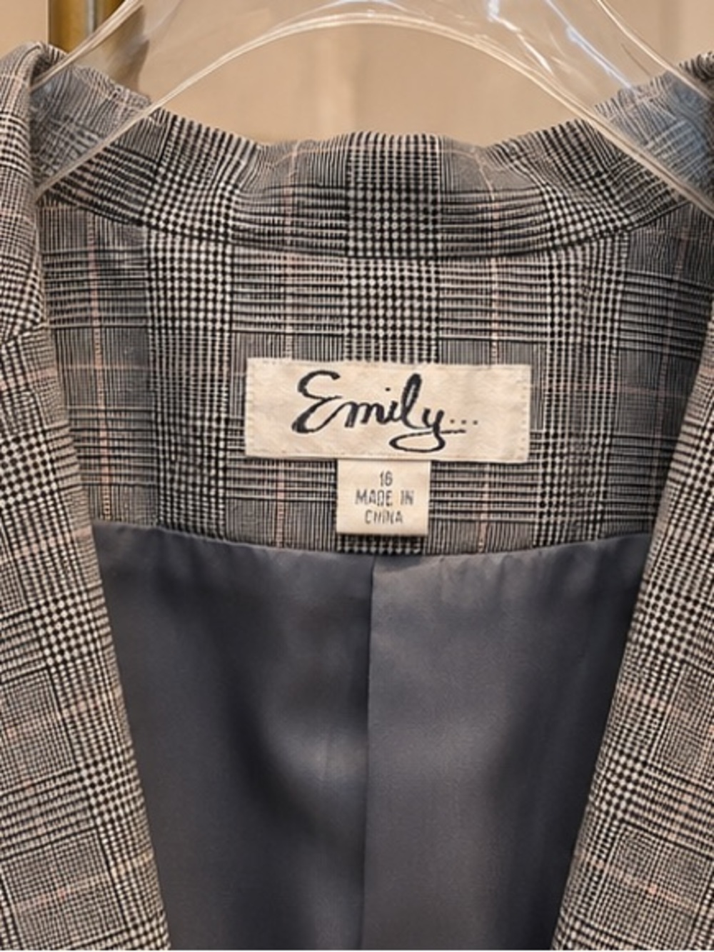 Emily Womens Gray Glen Plaid 2-Piece Pant Suit Size 16 Career Blazer Office Work - Picture 9 of 13